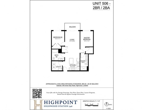 a floor plan of a unit at highpoint residential